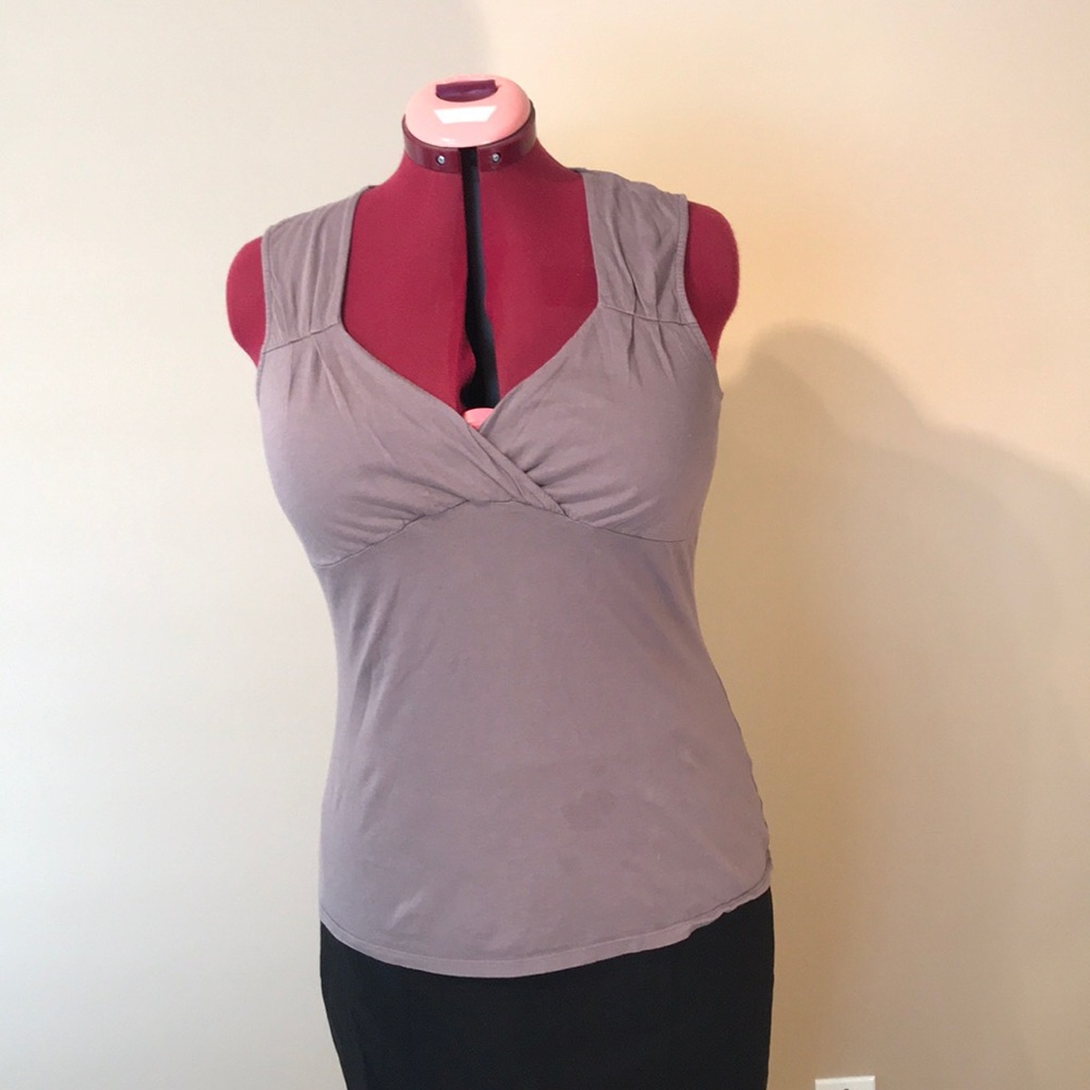 Taupe sleeveless blouse
